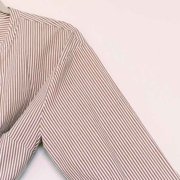 J. Crew Wrap Blouse White & Tan Stripes Waist Tie - Picture 5 of 16